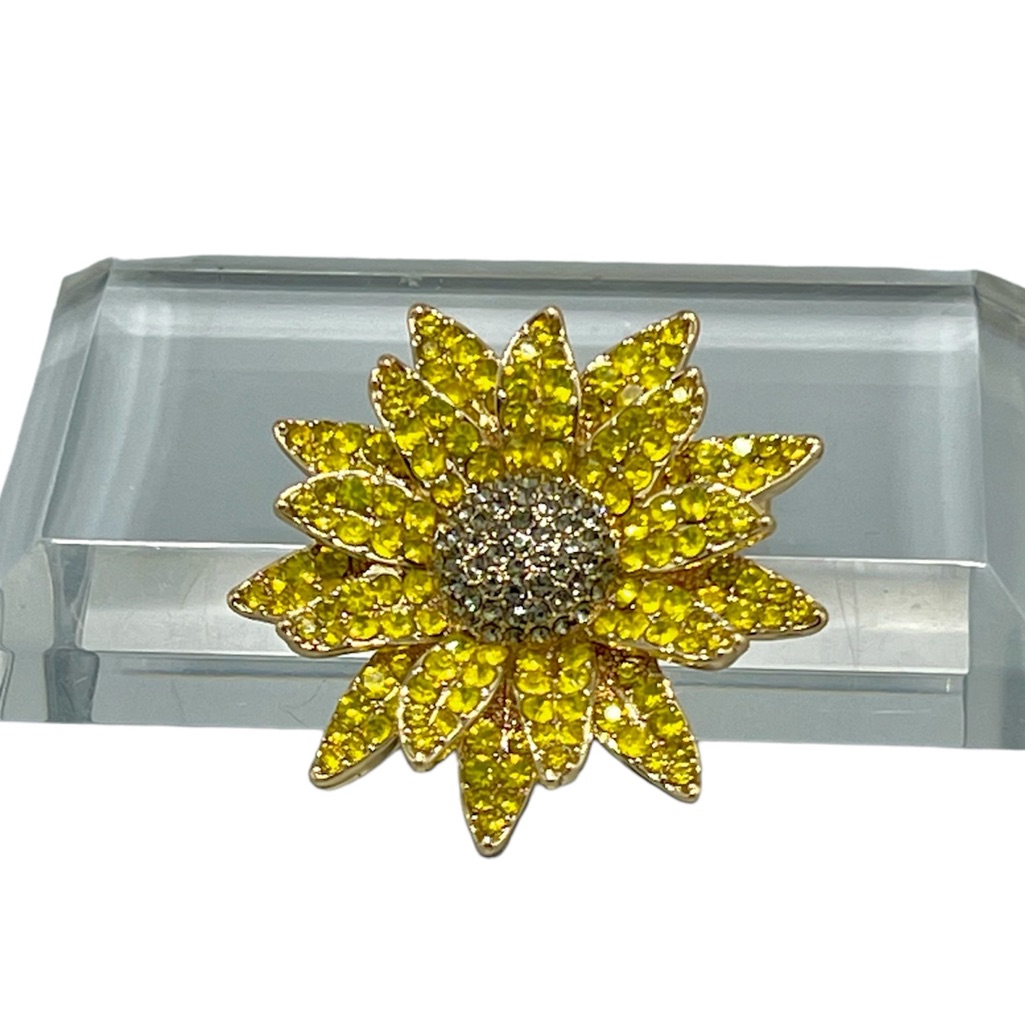 Gold Tone Crystal “Sunflower” Brooch/ Pin Nwot